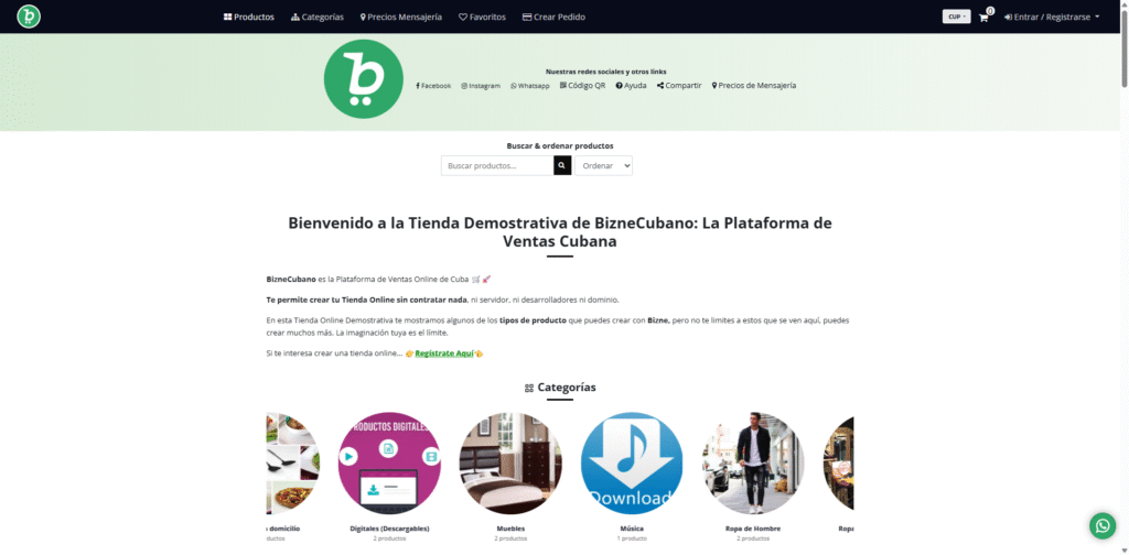 tienda de ejemplo en biznecubano