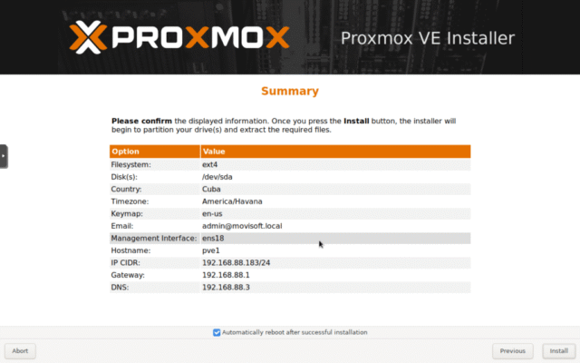 Proceso de Instalación de Proxmox
