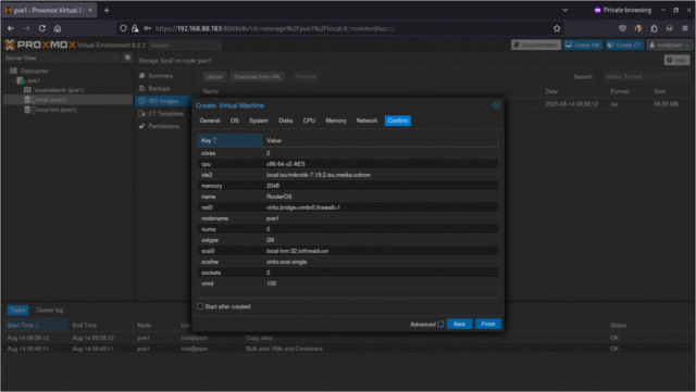 RouterOS instalación 9 Confirm