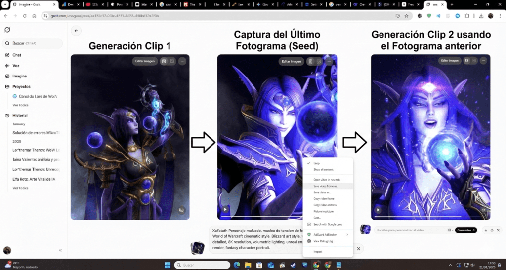 La cadena de frames: Cómo usar el final de un clip como el inicio del siguiente para lograr continuidad